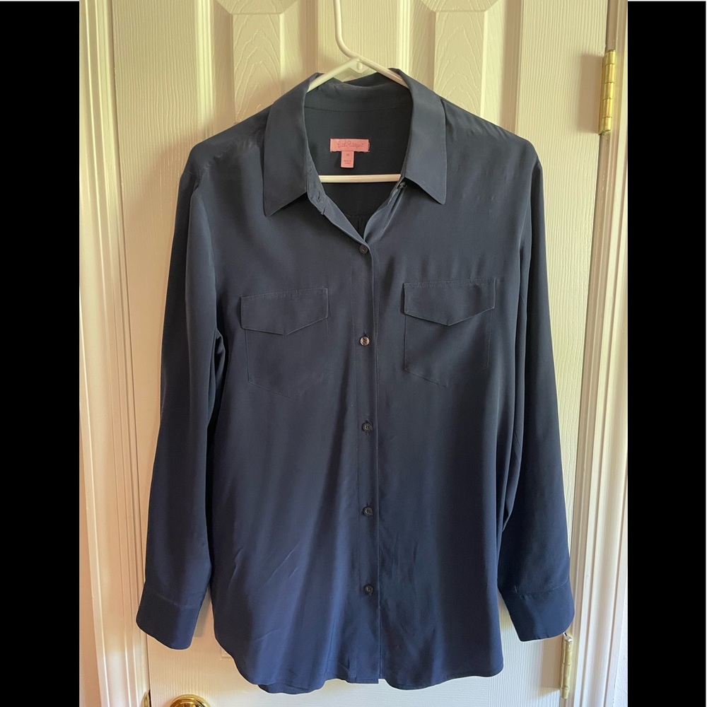 Lilly Pulitzer Navy Silk Blouse